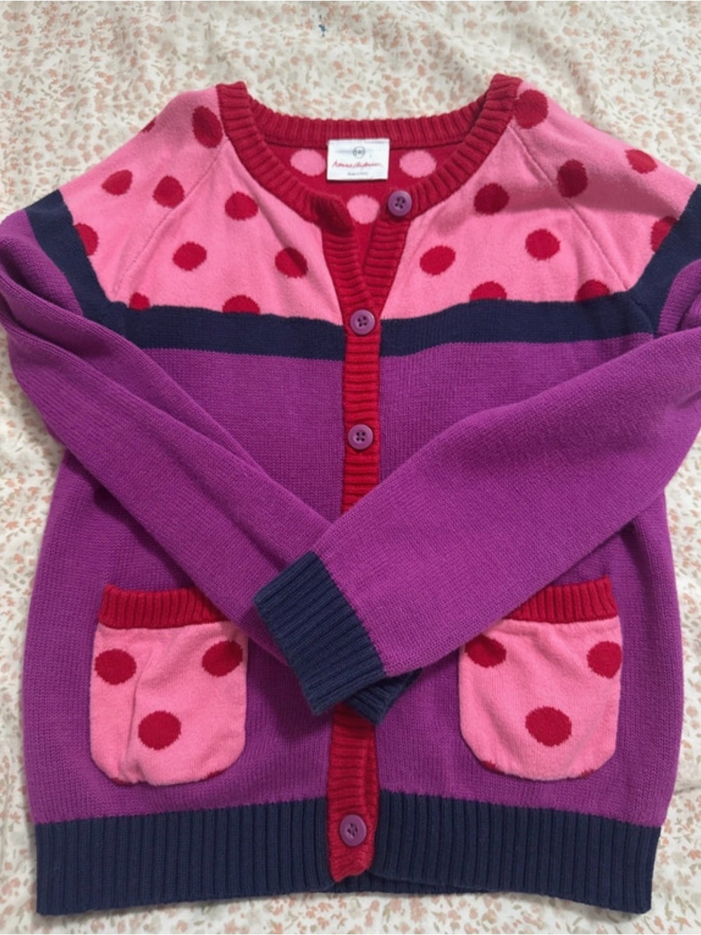 Hanna Andersson Pink & Purple Polka Dot Cardigan